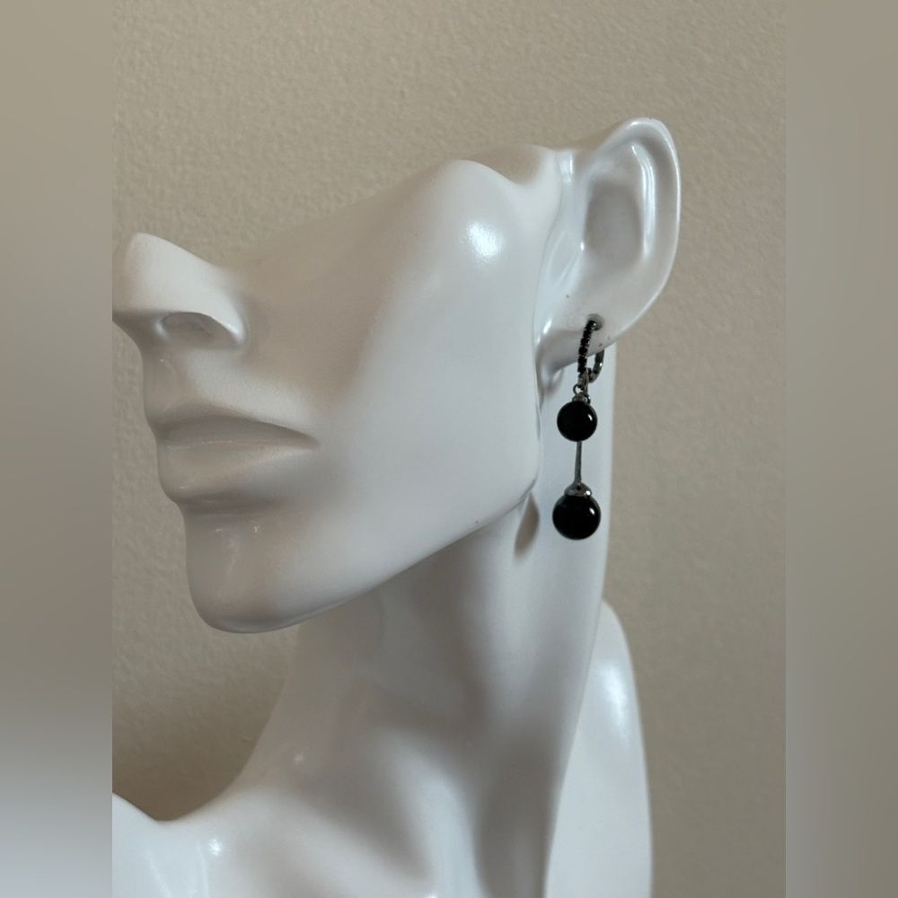 Black Rhinestone Faux Pearl Drop Earrings NWT
